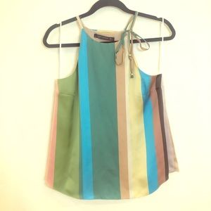 Zara silk stripped open back tank/ blouse
